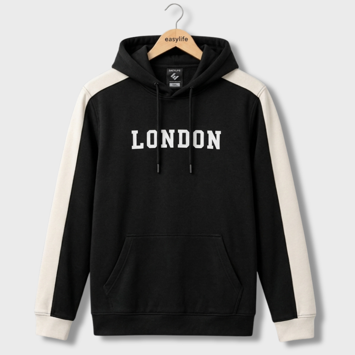 Contrast Hoodie London -Black/White