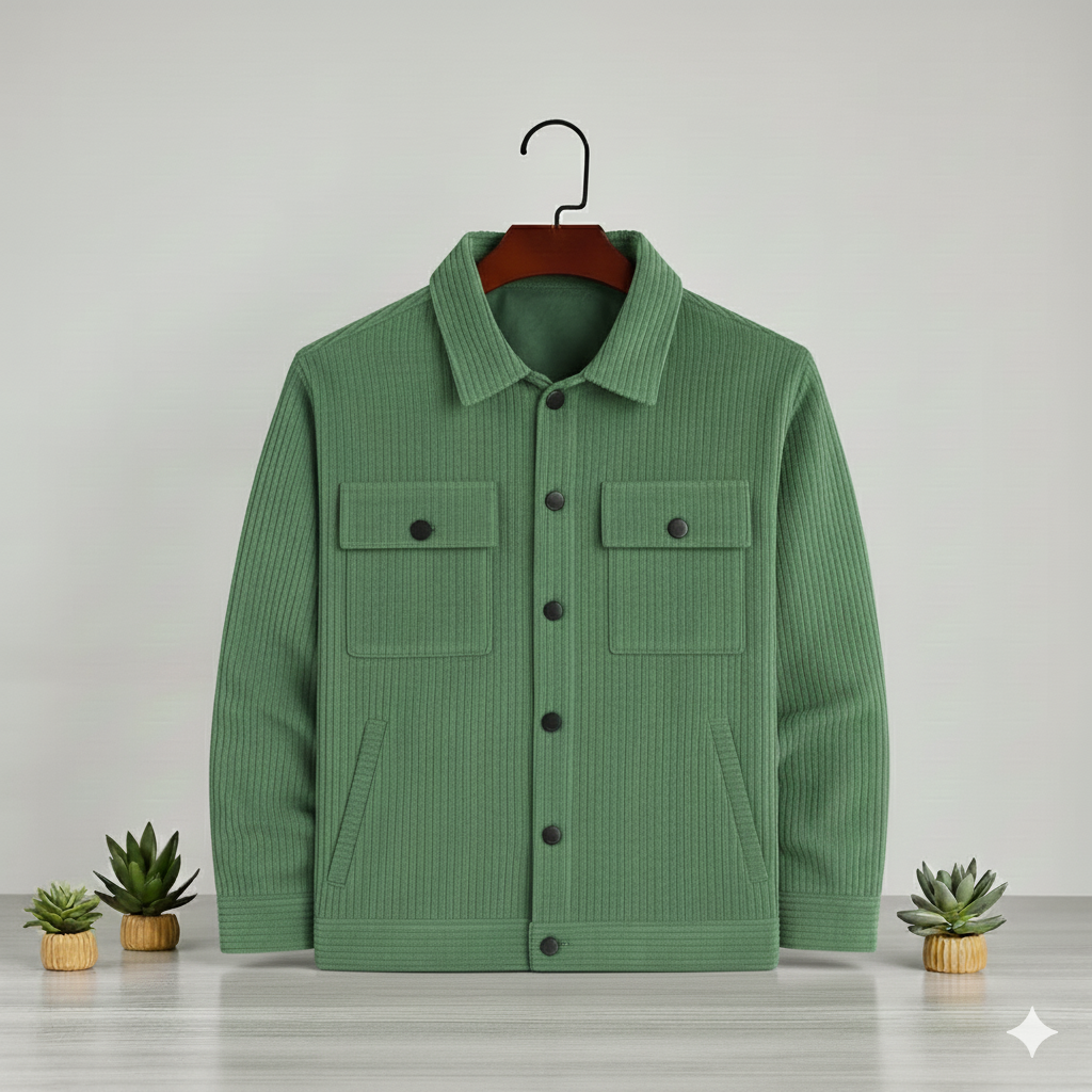 Men's Corduroy Light Weight Jackets - Light Green