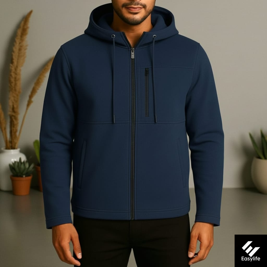 Men's Arms Full Zip Hooded Jacket - Navy Blue