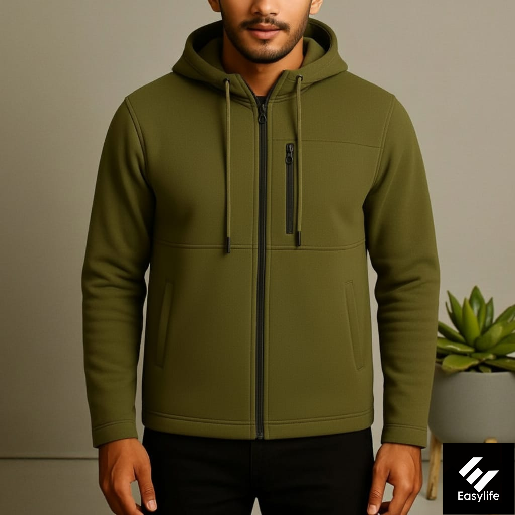 Men's Arms Full Zip Hooded Jacket - Olive