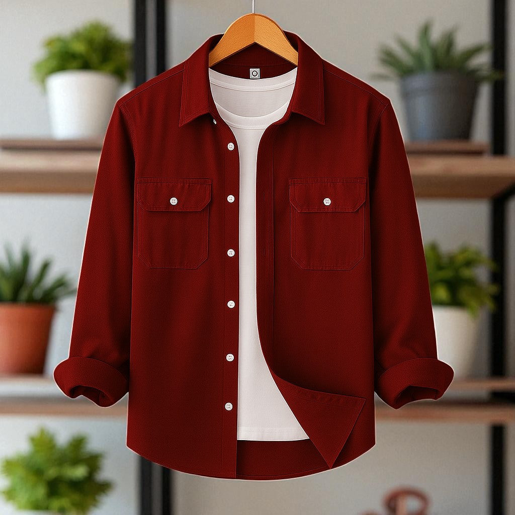 Tow Pocket Marron Color Shirt