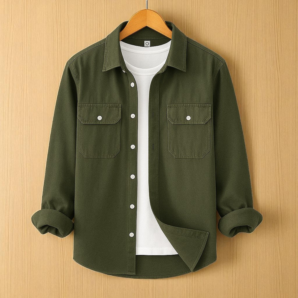 Tow Pocket Olive Color Shirt