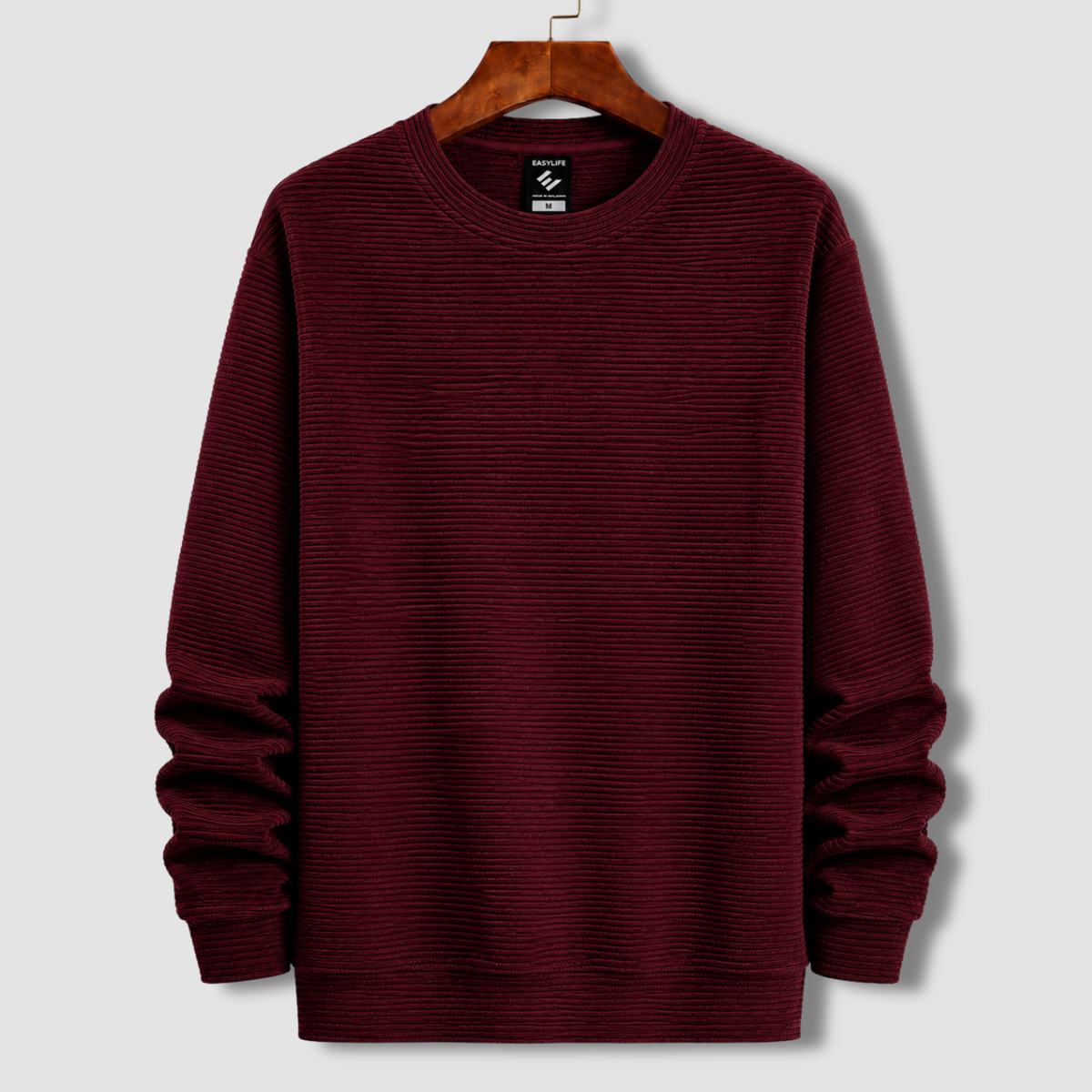 Premium Cord Textured Sweatshirt - Burgundy