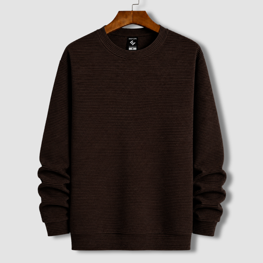 Premium Cord Textured Sweatshirt - Chocolate/Coffee