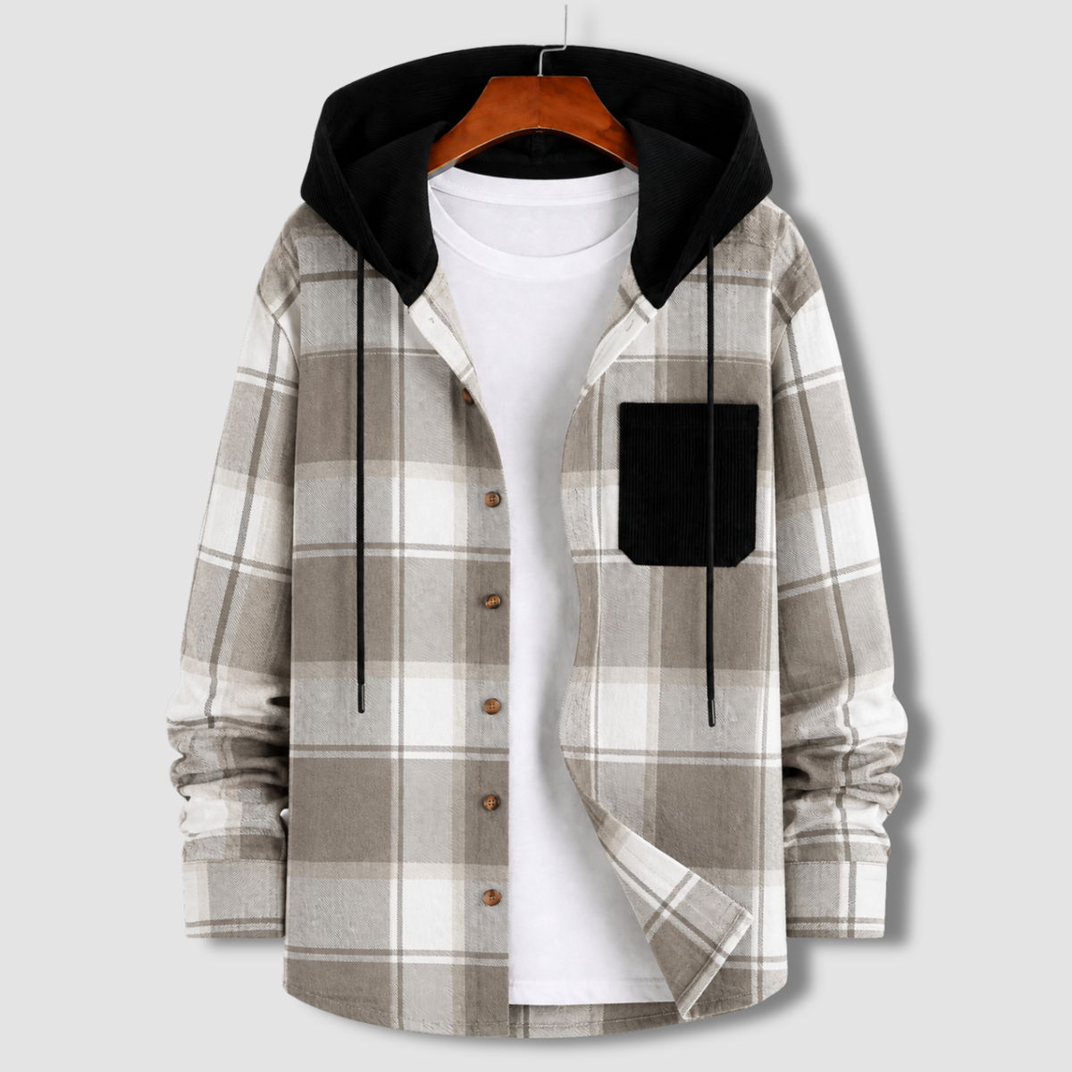 Flannel Check Hooded Jacket - F4