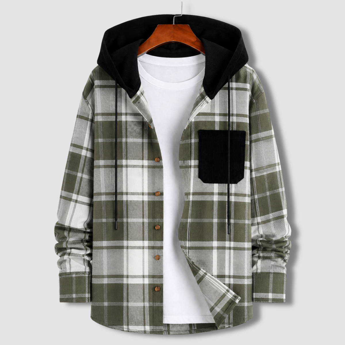Flannel Check Hooded Jacket - F7