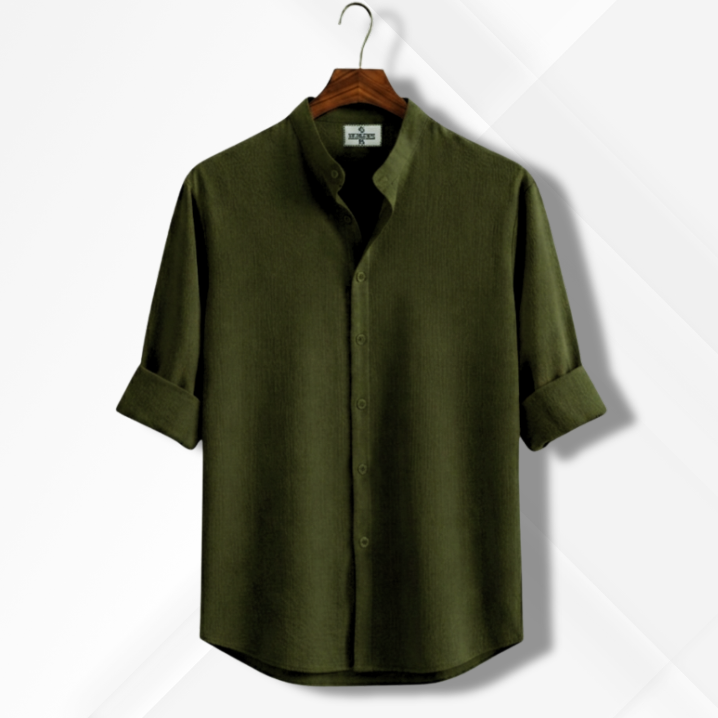 Zafran Band Collar Shirt - Olive