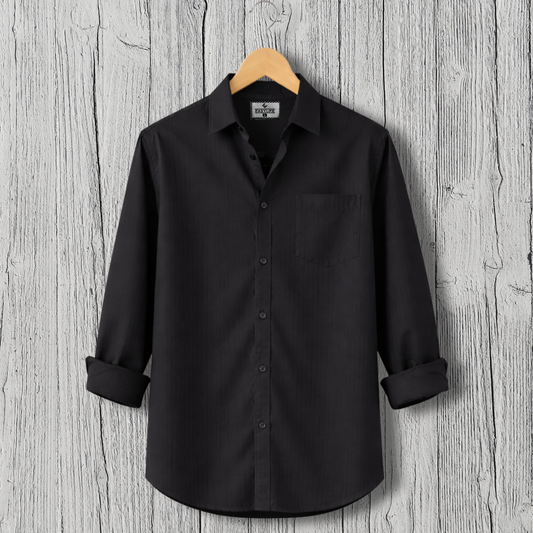 Fine Cotton Stripe Shirt – Black