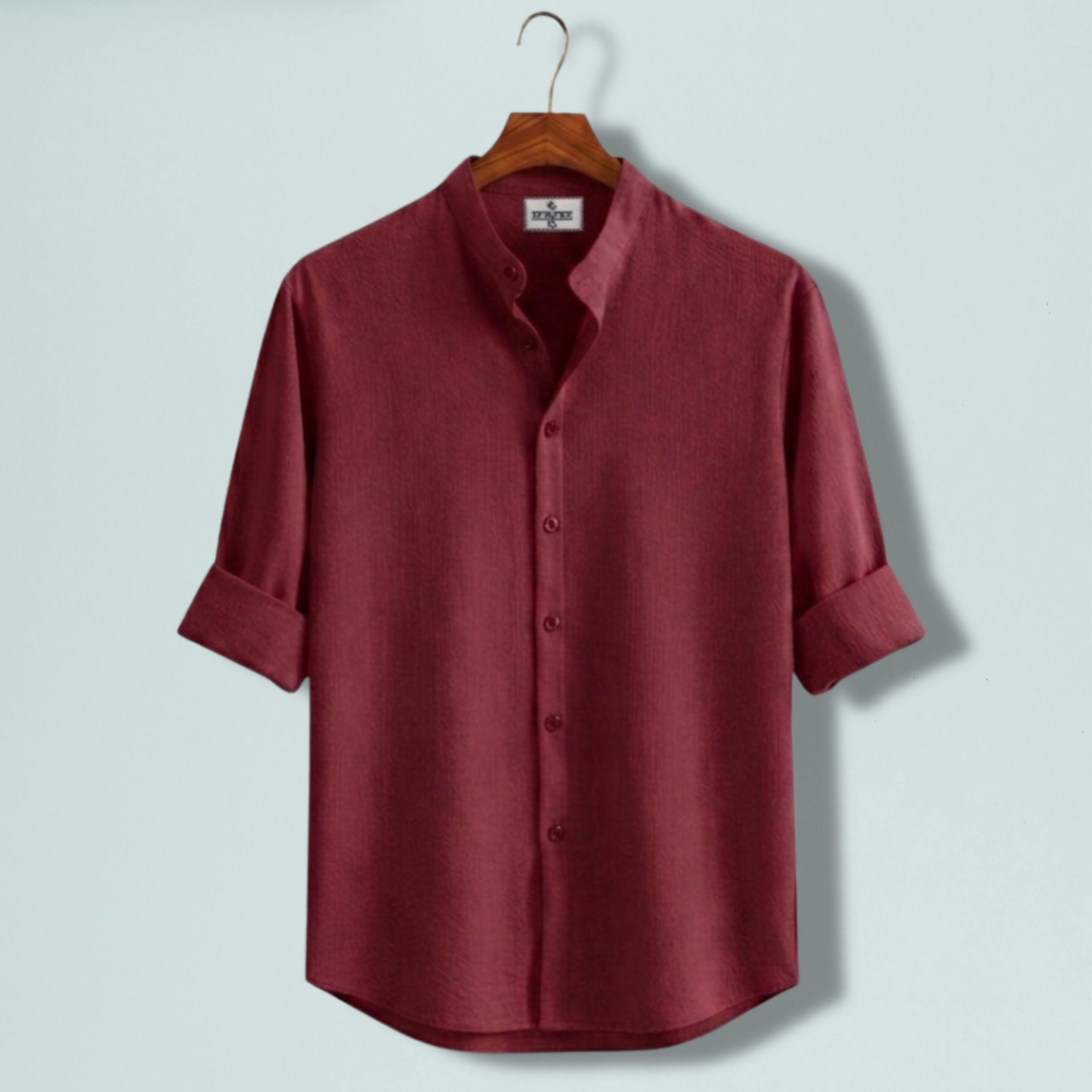 Zafran Band Collar Shirt - Marron