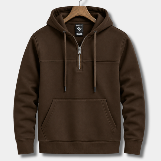 Classic Half-Zip Hoodie - Chocolate