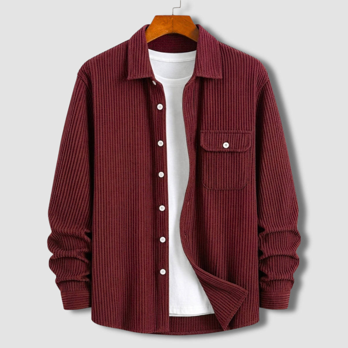 Waffle Textured Shirt - Maroon