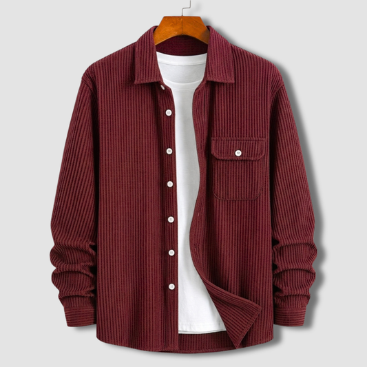 Waffle Textured Shirt - Maroon
