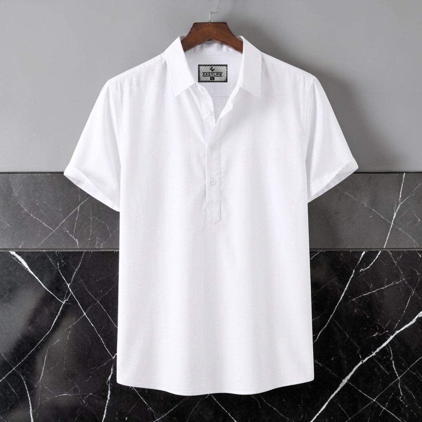 Half Sleeve Cotton Katua - White
