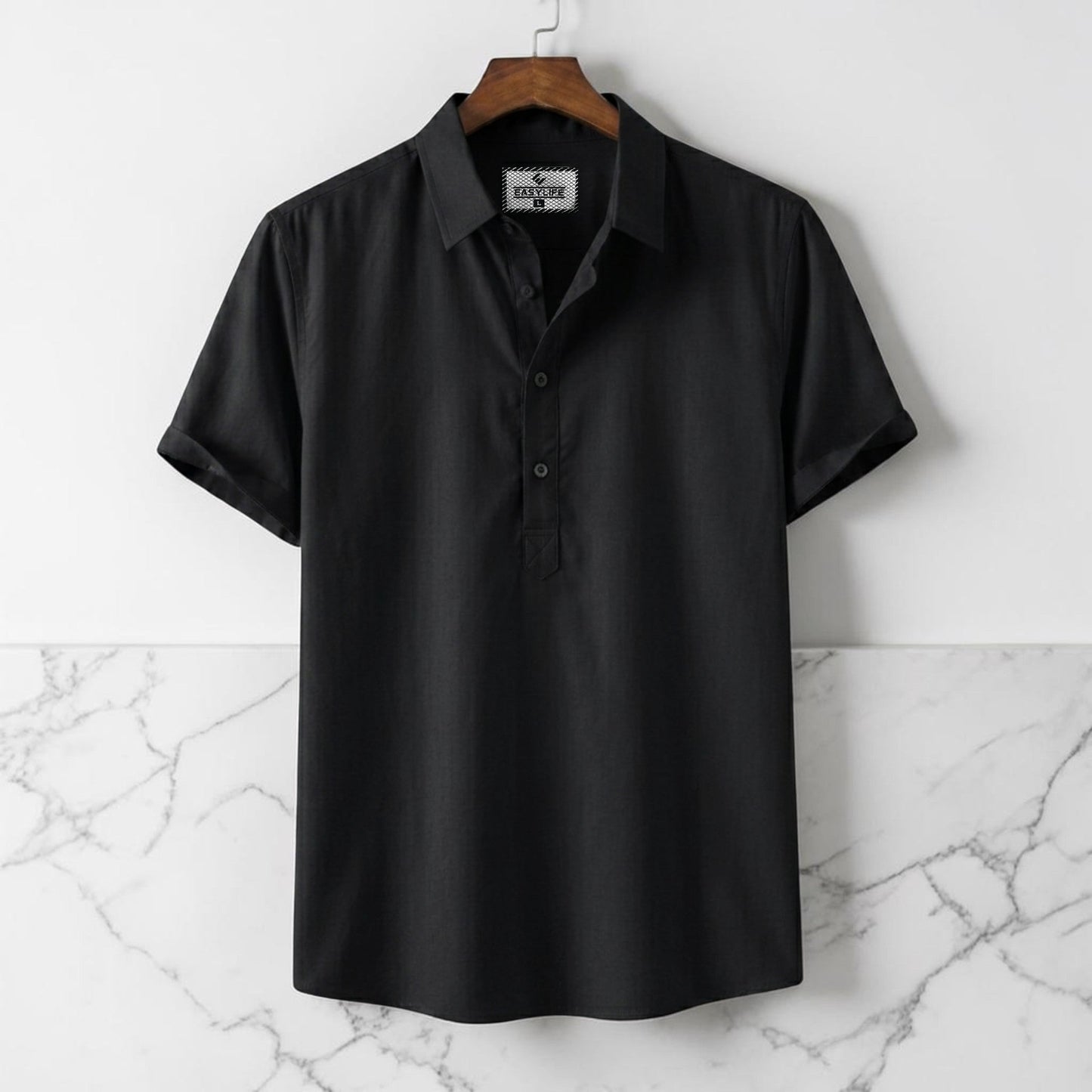 Half Sleeve Cotton Katua - Black