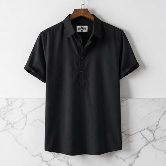 Half Sleeve Cotton Katua - Black
