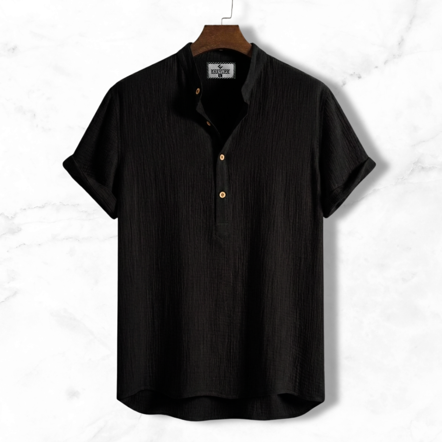 China Cotton Half Sleeve Katua - Black