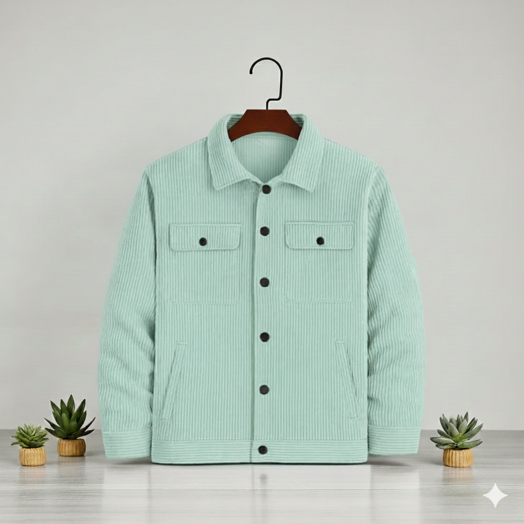 Men's Corduroy Light Weight Jackets - Moss Green