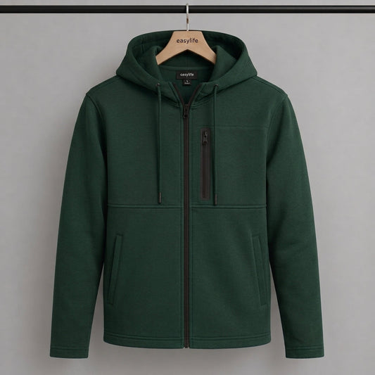 Men's Arms Full Zip Hooded Jacket - Bottle Green