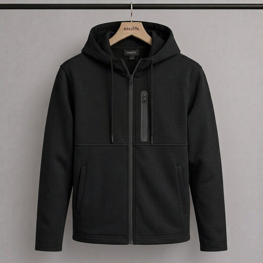 Men's Arms Full Zip Hooded Jacket - Pure Black