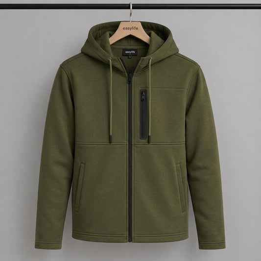 Men's Arms Full Zip Hooded Jacket - Olive