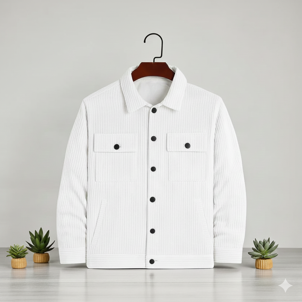 Men's Corduroy Light Weight Jackets - White