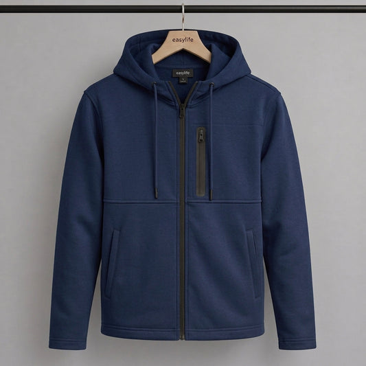 Men's Arms Full Zip Hooded Jacket - Navy Blue