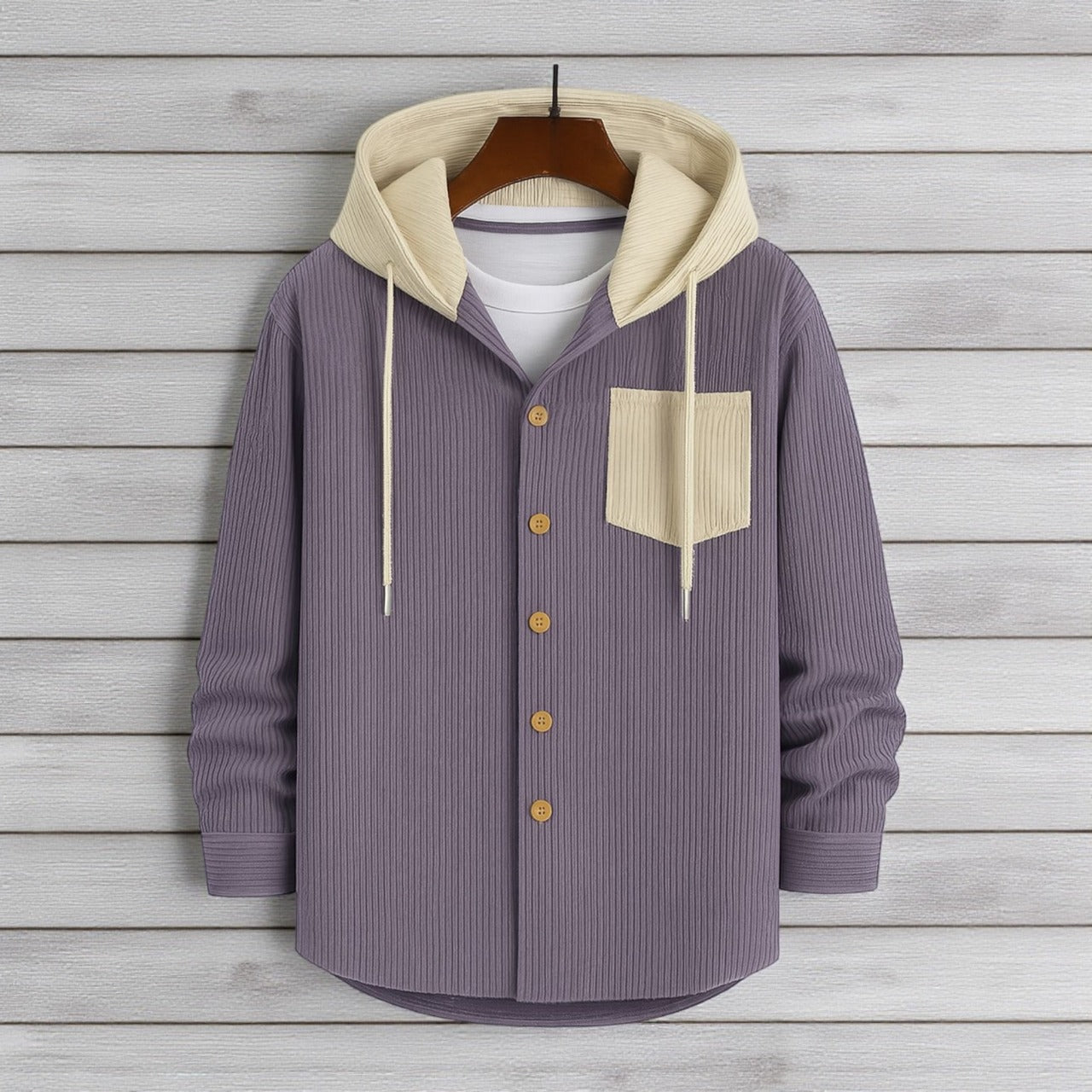 Luxury Full Sleeve Cord Hoodie - Lite Onion