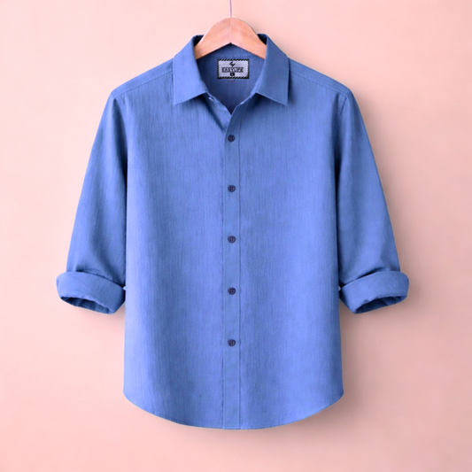 Zafran Full Sleeve Casual Shirt - Deep Sky Blue