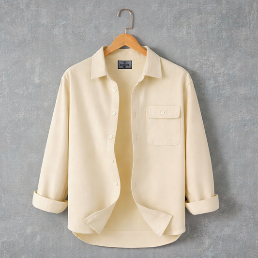 Single Pocket Casual Shirt - Cream