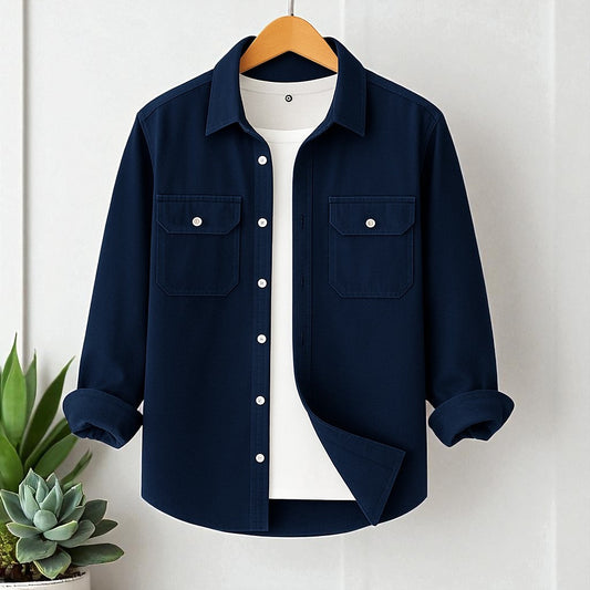 Tow Pocket Navy Color Shirt