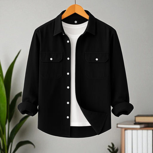 Tow Pocket Black Color Shirt