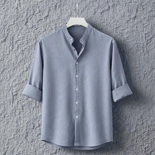 Zafran Band Collar Shirt - Ash