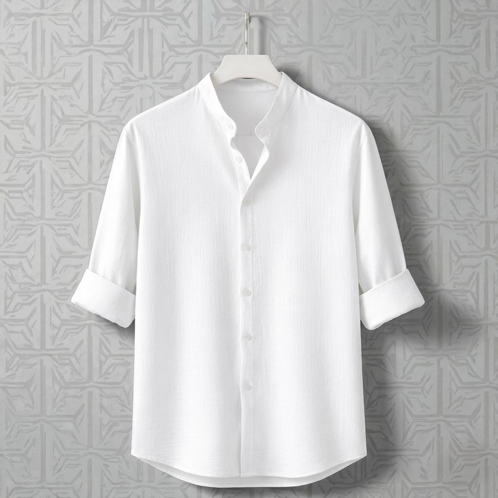 Zafran Band Collar Shirt - White